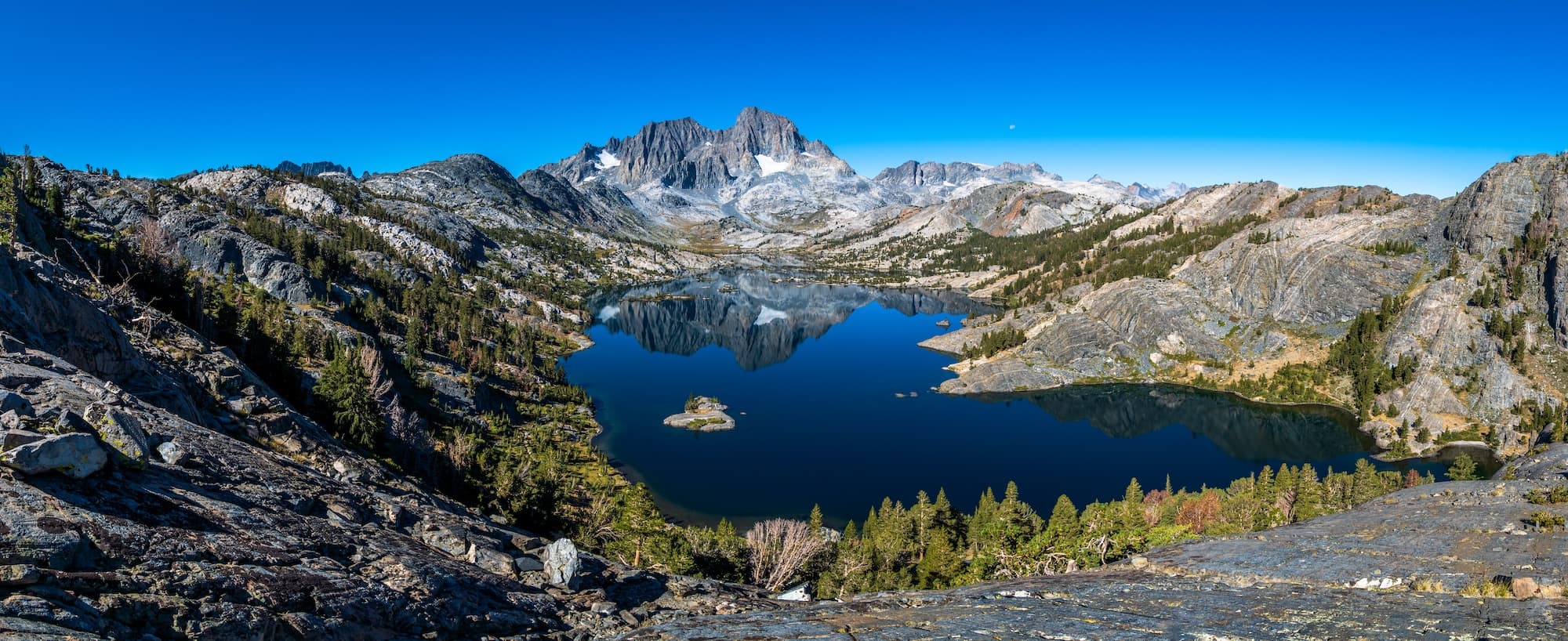 Panoramic shot of Garnet Lake in the Sierras.  Photo by Brock Dallman