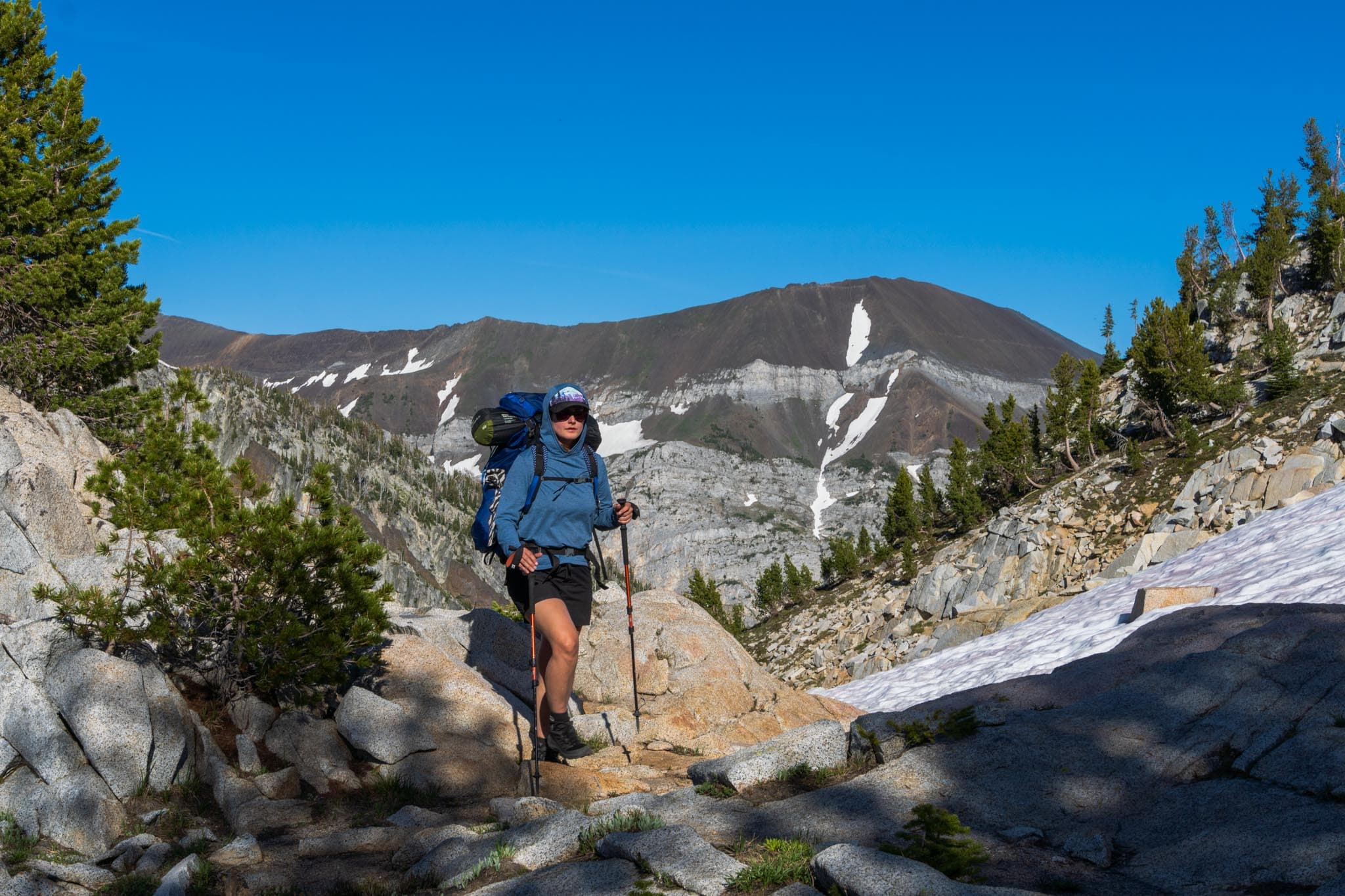 Sam hiking off trail