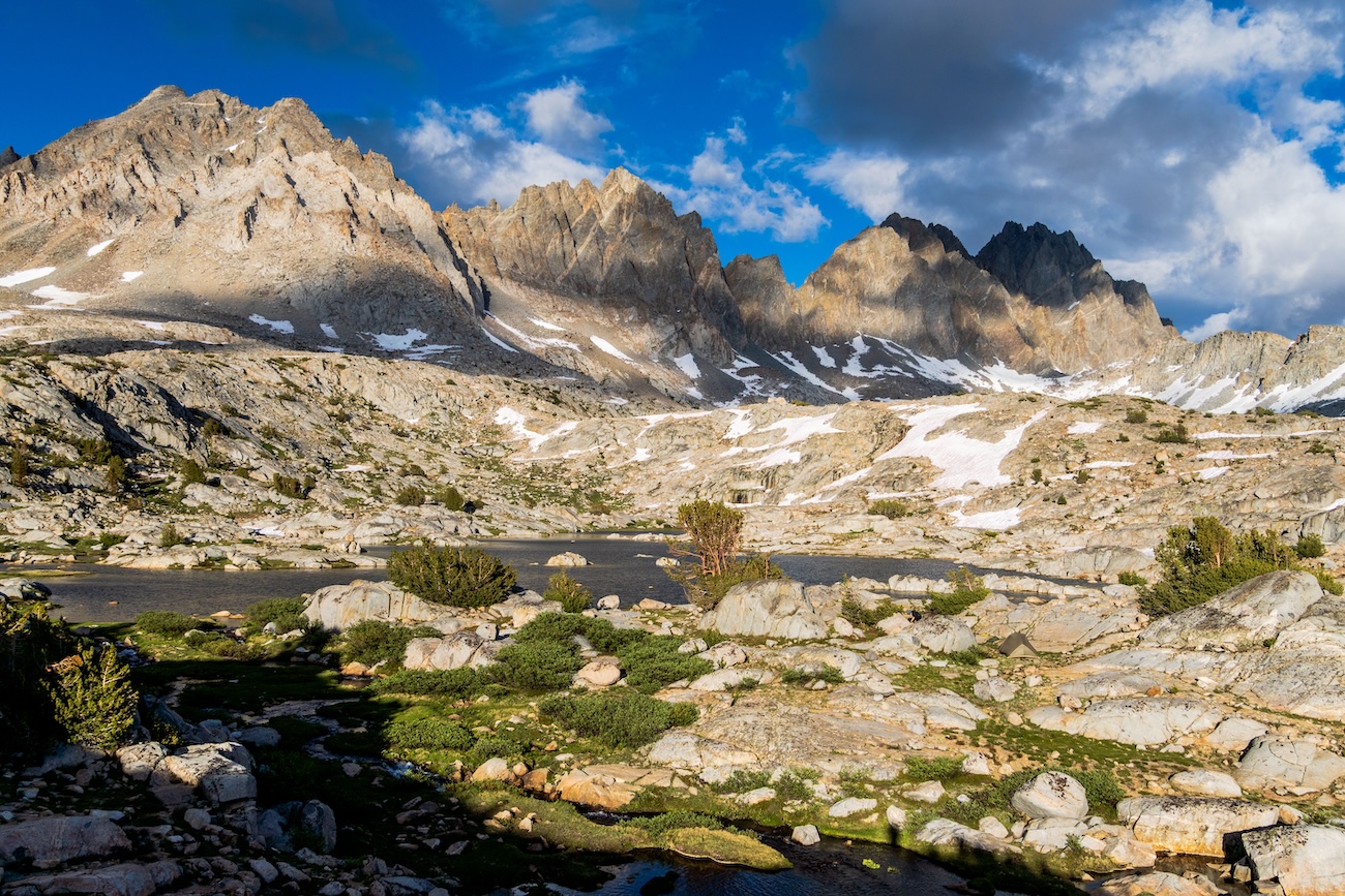 Beautiful alpine lake in the Dusy Basin of Kings Canyon National Park in the Sierras