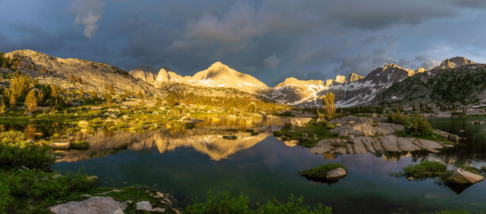 Golden hour in the Dusy Basin at Kings Canyon National Park in the Sierras.