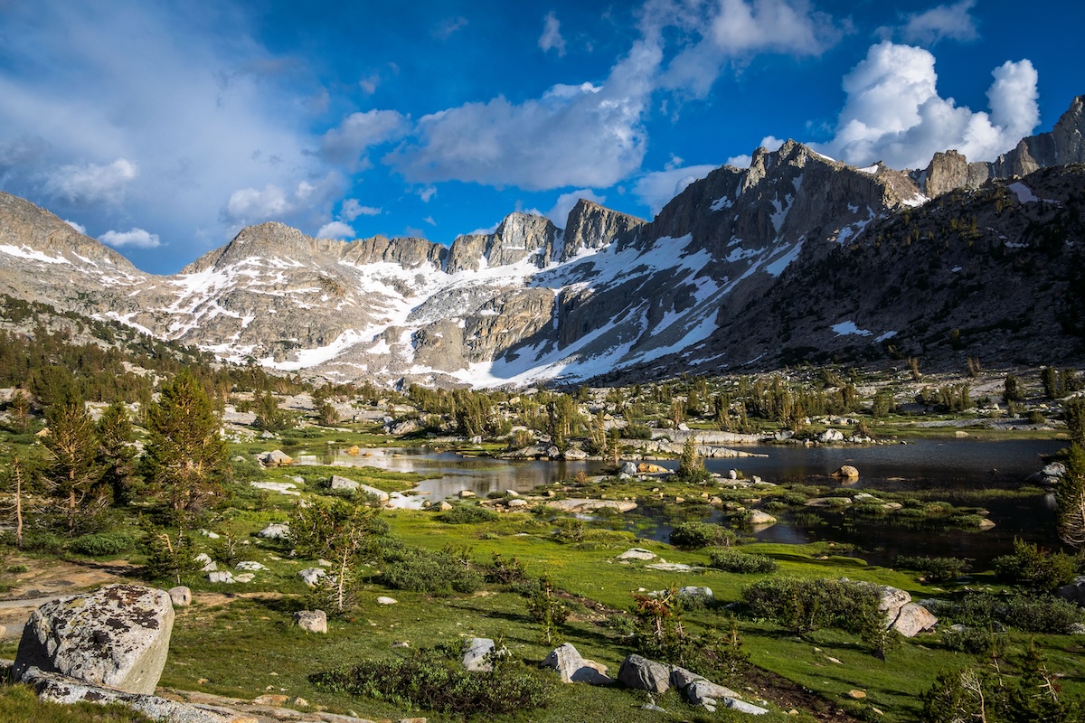 Lakes in the lower Dusy basin in kings Canyon National Park in the Sierras