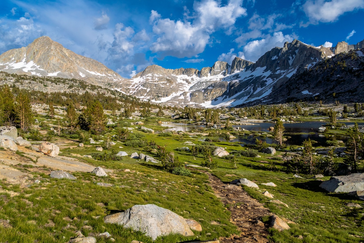 Lakes in the lower Dusy basin in kings Canyon National Park in the Sierras