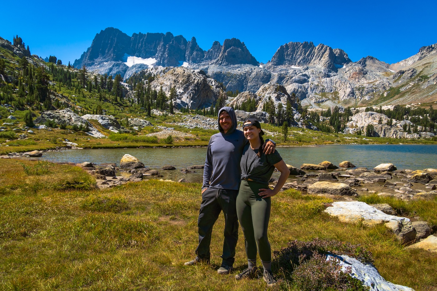 Brock Dallman and Sam Stych at Ediza Lake in the Sierras
