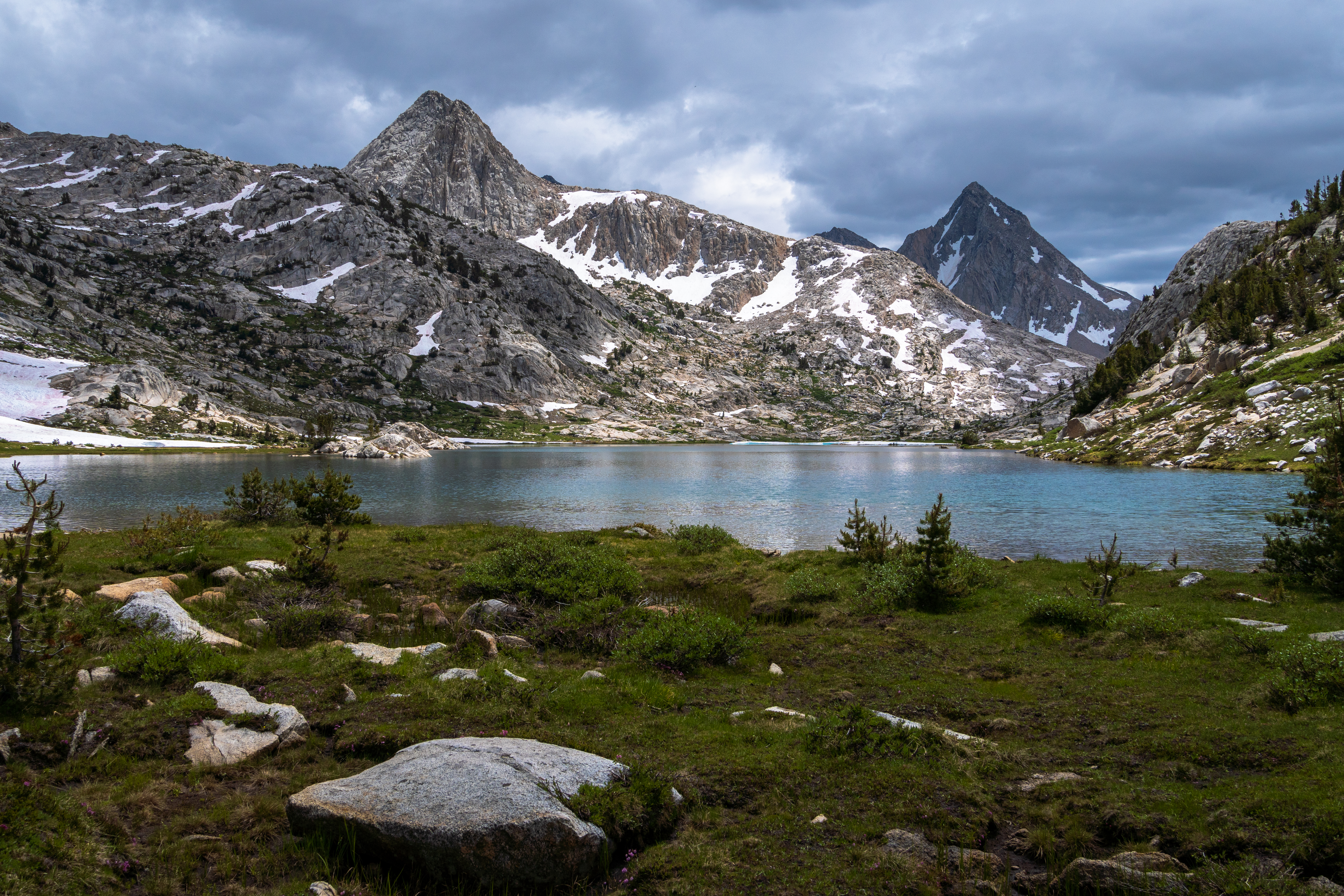 Green meadow at Evolution Lake of Kings Canyon National Park