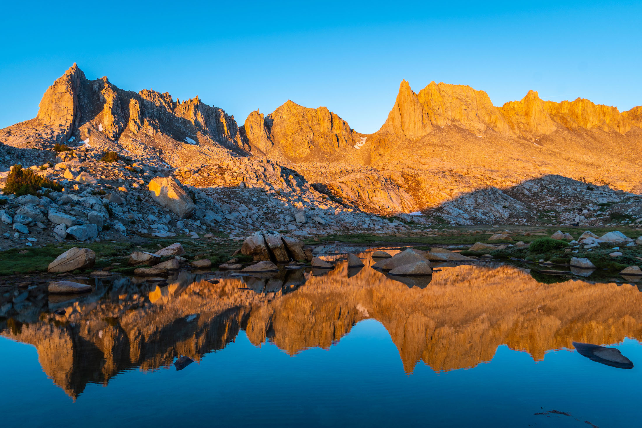 Orange sunkissed mountains in Granite Park, Sierras