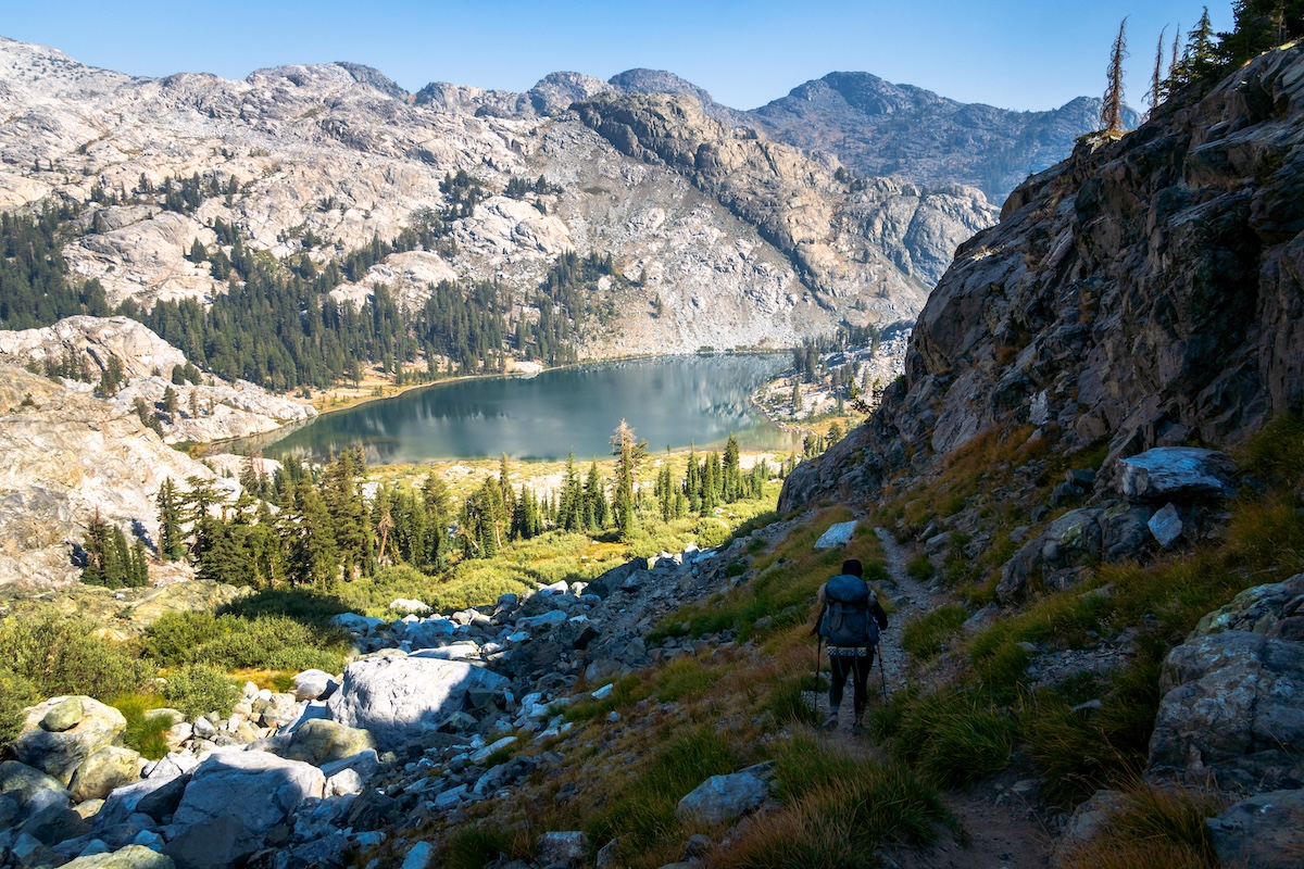 The trail down to Ediza Lake from Iceberg Lake
