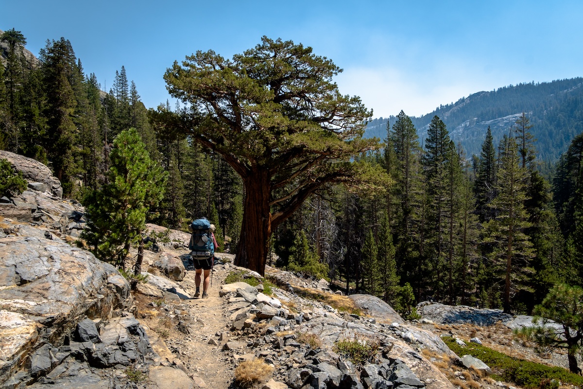 Sam hiking down to Shadow Lake in the Sierras