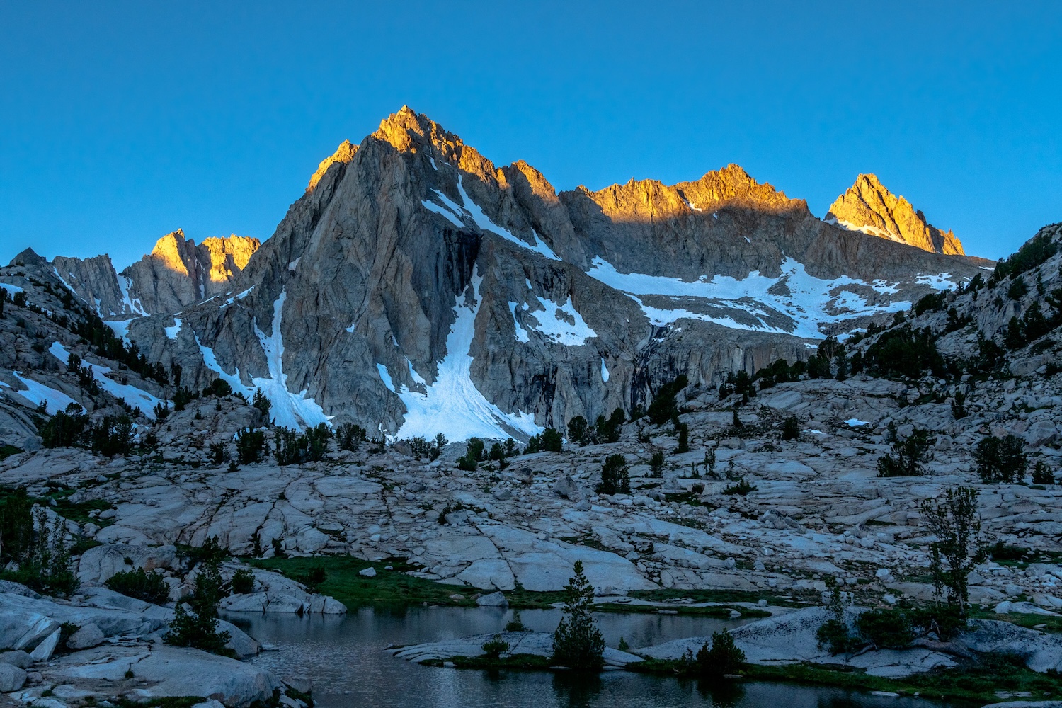 Sun kissed peak in The Sabrina Basin of the Eastern Sierras