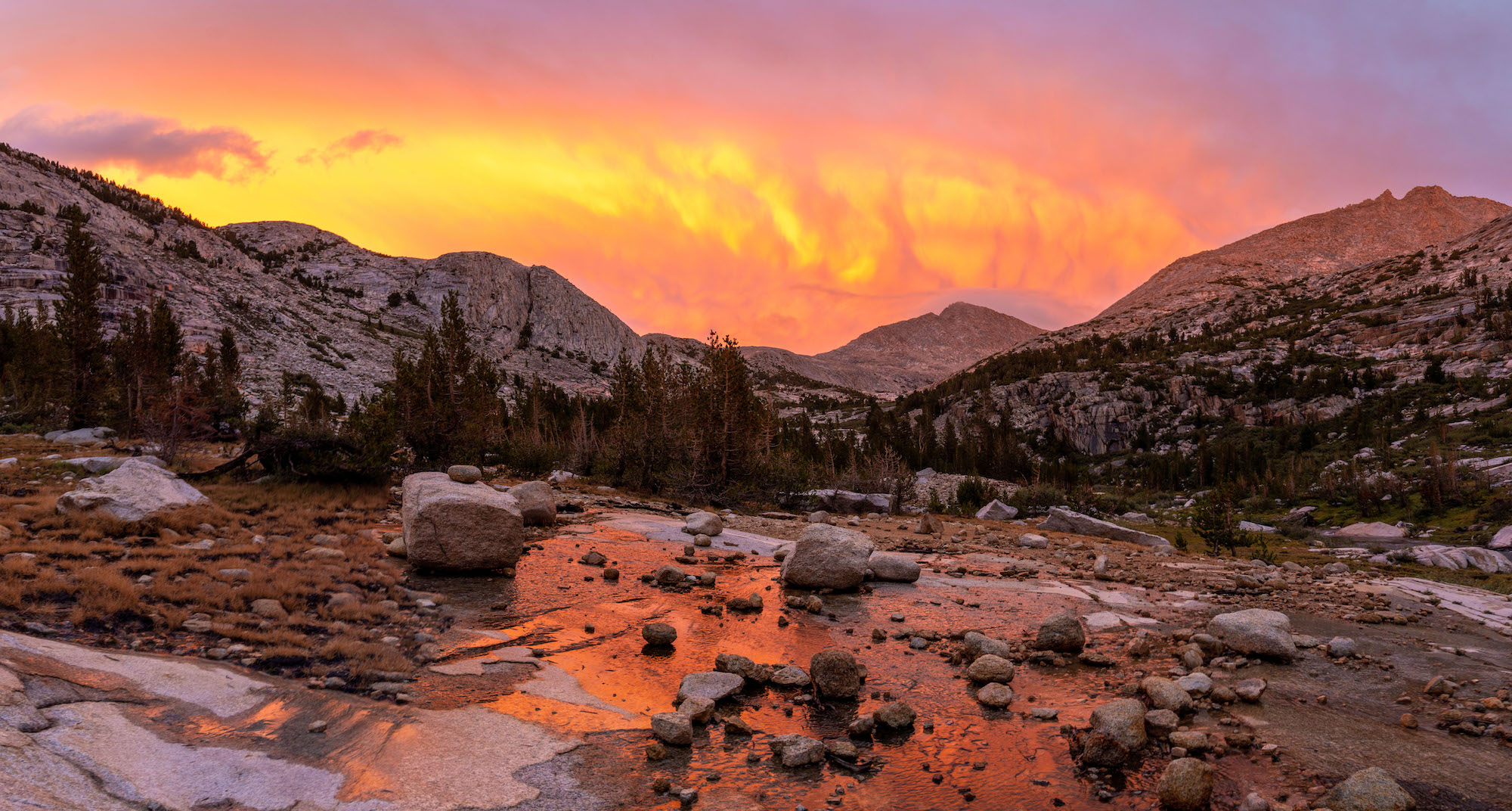 A orange sunset off the Lake Italy Trail