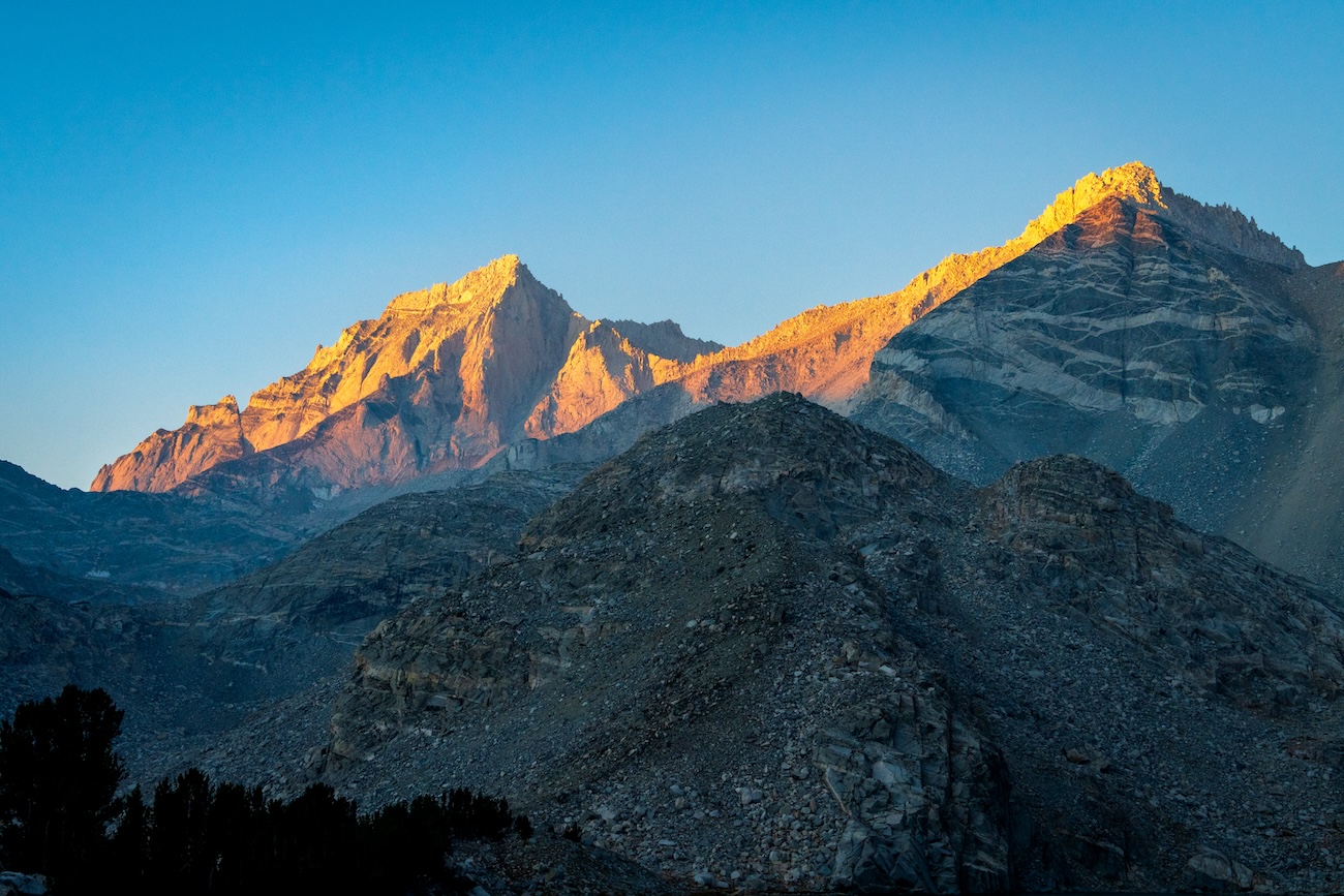 Sunrise at upper Treasure Lake in the Little Lakes Valley in the Sierras. Photo by Brock Dallman