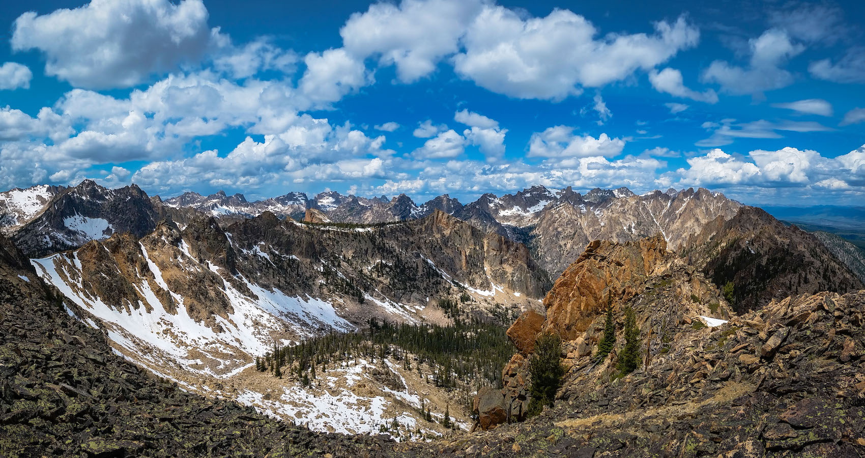 An alpine shot of the Sawtooth Mountain Range
