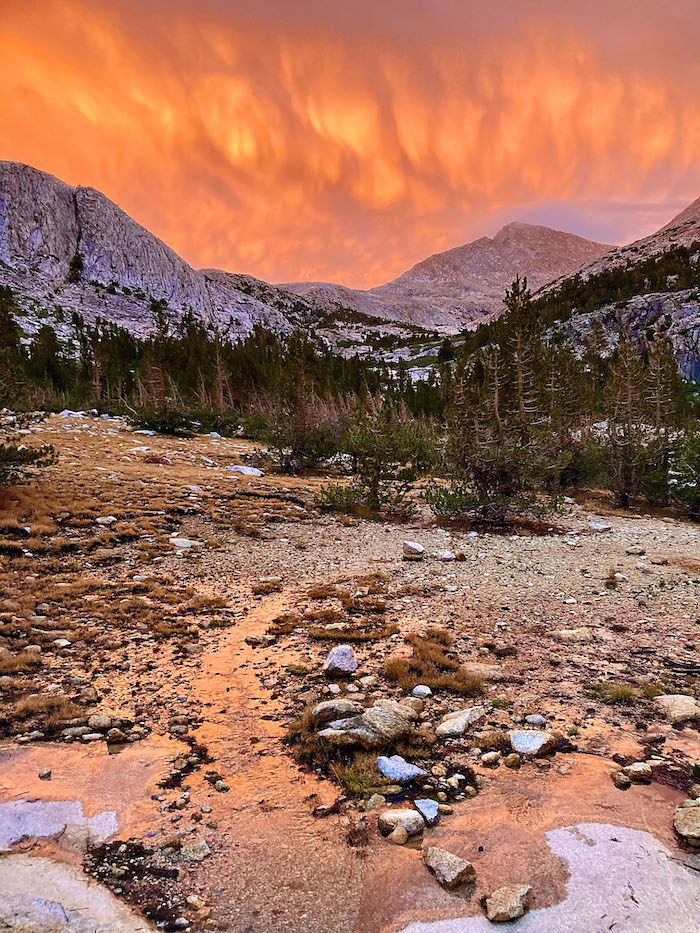 Sunset near the Lake Italy Trail in the Sierras