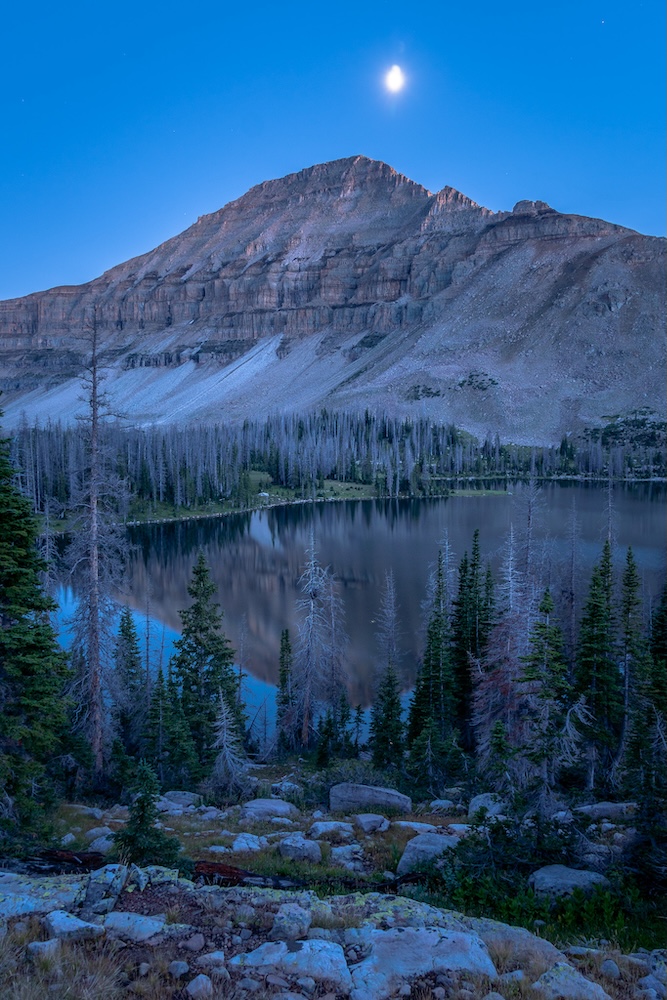 Moonlight shot of Mt. Agassiz in Utah's Uinta Mountains